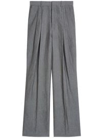DRIES VAN NOTEN Pleated Straight Trousers Grey at Farfetch