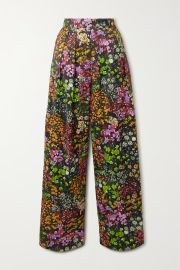 DRIES VAN NOTEN Pleated floral-print twill wide-leg pants NET-A-PORTER at Net a Porter