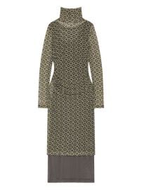 DRIES VAN NOTEN Printed Mesh Turtleneck Dress Green at Farfetch