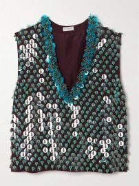 DRIES VAN NOTEN Sequin and bead-embellished satin vest NET-A-PORTER at Net a Porter