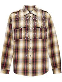 DSQUARED2 paint-splattered Plaid Shirt Neutrals at Farfetch