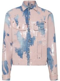 DSQUARED2 two-tone Distressed Denim Jacket Pink at Farfetch