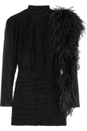 DUBAI FEATHER-TRIMMED SILK-GEORGETTE MINI DRESS at Net A Porter