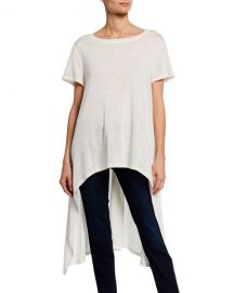 DUBGEE by Whoopi Boat-Neck Short-Sleeve High-Low Slub Tee at Neiman Marcus