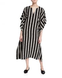 DUBGEE by Whoopi Half Herringbone Striped Long Kimono Dress at Neiman Marcus