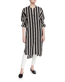 DUBGEE by Whoopi Plus Size Half Herringbone Button-Front Long Tunic at Neiman Marcus