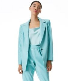 DUNN ROLL CUFF VEGAN LEATHER BLAZER PETE LOW RISE VEGAN LEATHER PANT at Alice + Olivia