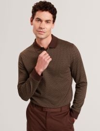 DURAND Long Sleeve Geo Jacquard Polo at Ted Baker