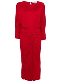 DVF Diane Von Furstenberg Chrisey ruched-detail Midi Dress Red at Farfetch