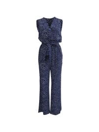 DVF Diane Von Furstenberg Eva Dotted Belted Jumpsuit Blue at Farfetch