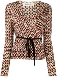 DVF Diane Von Furstenberg Geometric Print Merino Wrap Top - Farfetch at Farfetch