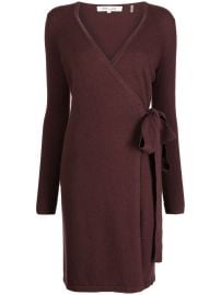 DVF Diane Von Furstenberg Linda Wrap V-neck Minidress Brown at Farfetch