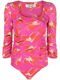 DVF Diane Von Furstenberg Miley floral-print Ruched Bodysuit - Farfetch at Farfetch