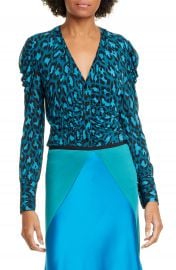 DVF Gladys Ruched Sleeve Leopard Print Blouse   Nordstrom at Nordstrom