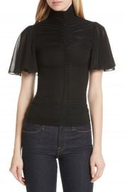 DVF Mock Neck Ruched Blouse at Nordstrom