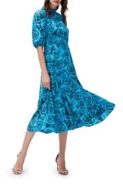 DVF Nella Rose Print Puff Sleeve A-Line Dress at Nordstrom