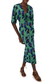 DVF Valerie Floral Ruched Tie Front Midi Dress at Nordstrom