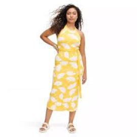 DVF for Target Halter Tie Neck Ginkgo Yellow Sweaterknit Midi Dress at Target