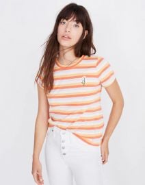 Daisy Embroidered Northside Vintage Tee in Broadway Stripe at Madewell