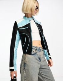 Daisy Street 90s fitted moto jacket at ASOS