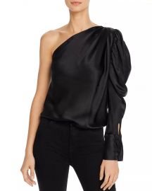 Dakota One-Shoulder Puffed-Sleeve Silk Bodysuit at Bloomingdales