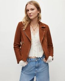 Dalby Suede Biker Jacket DEEP TAN BROWN ALLSAINTS US at All Saints