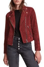 Dalby Suede Biker Jacket in Cherry Oak Red by All Saints at Nordstrom