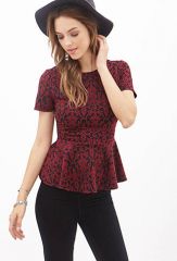 Damask print peplum top at Forever 21