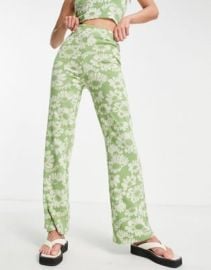 Damson Madder floral knit pants in green - part of a set at ASOS