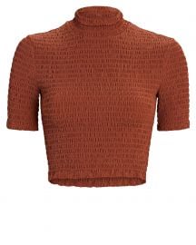 Dana Smocked Mock Neck Top at Intermix