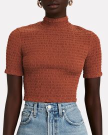 Dana Smocked Mock Neck Top at Intermix