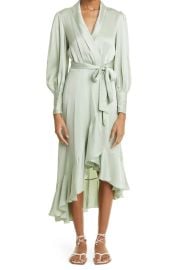 Dancer Asymmetric Ruffle Silk Midi Wrap Dress at Nordstrom