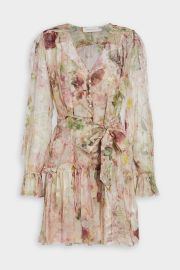 Dancer Lantern Sleeve Mini Dress in Blush Garden Floral at Shop Olivia