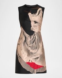 Dancing Pleat Jacquard Sleeveless Mini Dress at Neiman Marcus