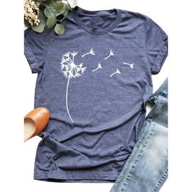 Dandelion Print T Shirts Cute Graphic Tees Short Sleeve Summer Cotton Tee T at Walmart