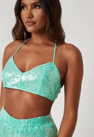 Dani Michelle x turquoise co ord sequin bralette by Missguided at Missguided