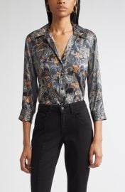 Dani Print Three-Quarter Sleeve Silk Button-Up Shirt at Nordstrom Rack