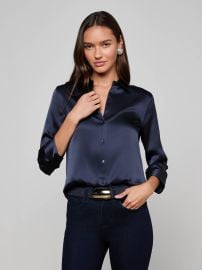 Dani Silk Blouse in Midnight L39AGENCE at L'Agence