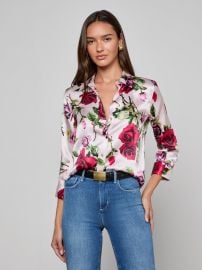 Dani Silk Blouse in Pink Multi Romantic Rose L39AGENCE at L'Agence