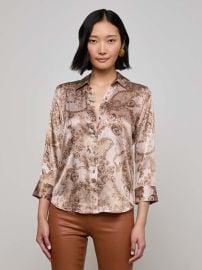 Dani Silk Blouse in Toasted Almond Lace Print L39AGENCE at L'Agence