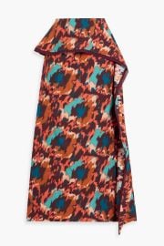 Danica Draped Printed Crepe Midi Skirt at The Outnet