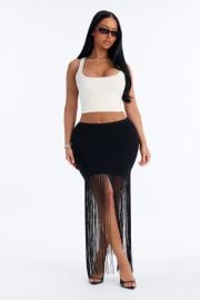 Danica Knit Fringe Trim Maxi Skirt Fashion Nova at Fashion Nova