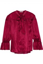 Danika pussy-bow striped satin-jacquard blouse at The Outnet