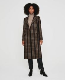 brown plaid long coat