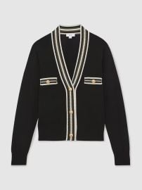 Danni Cardigan in Black Khaki Green at Reiss