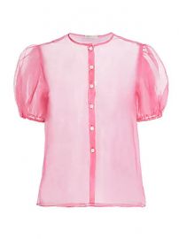 Dannijo - Organza Short Puff-Sleeve Silk Blouse at Saks Fifth Avenue