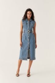 Darcie Denim Midi Dress 9039s Wash Aje Aje ROW at Aje