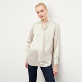 Darcy Top - Washable Silk Charmeuse Pearl MMLaFleur at MM Lafleur