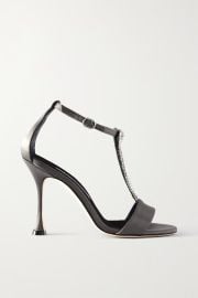 Dark gray Bambi 105 crystal-embellished satin sandals  MANOLO BLAHNIK  NET-A-PORTER at Net a Porter