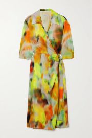 Darola printed silk wrap midi dress at Net a Porter